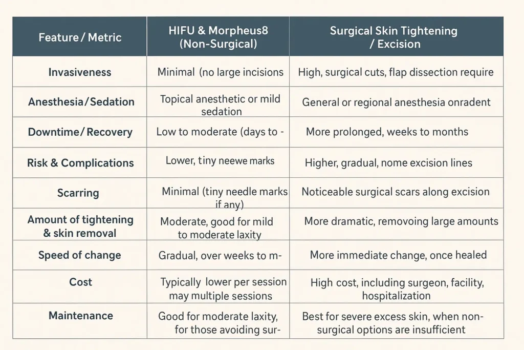 The Science of Skin Tightening 2 Table of skin tightening Addlestone benefits compared to surgical options