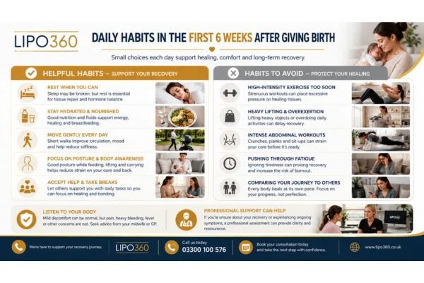 What to Do (and Avoid) in the First 6 Weeks After Giving Birth To Avoid Diastasis Recti 3 First 6 Weeks After Giving Birth To Avoid Diastasis Recti Addlestone : Daily Habits in the First 6 Weeks After Giving Birth